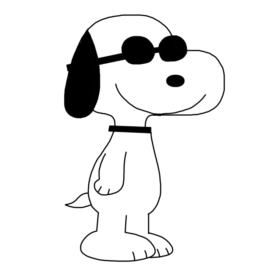 Snoopy reading a book, intellectual dog, black and white sketch